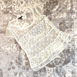 American Eagle Sheer Ivory Blouse (XS)